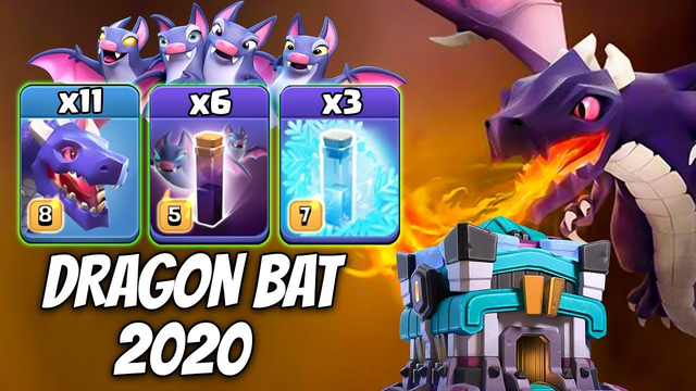 TH13 DragonBat Attack 2020! 11 Dragon 3 Freeze Spell 6 Bat Spell 3star TH13 Attack | Clash of Clans