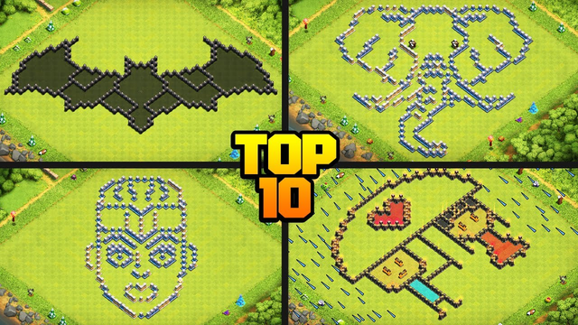 TOP 10 FUNNY/MEME/TROLL CoC Base Design Compilation for TH8 to TH13 w/ COPY LINKS! - Clash of Clans