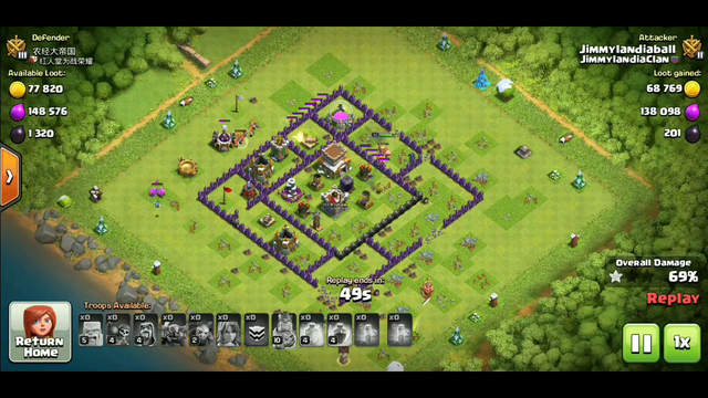 An epic battle in Clash of Clans