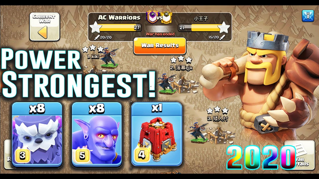 POWER STRONGEST! NEW 8 YETI+8 BOWLERS ATTACK CLAN WAR 3-STAR ALL WAR BASE ( Clash of Clans )