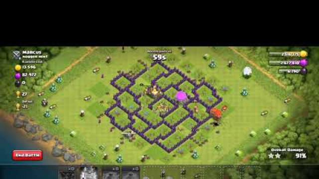 Clash of clans townhall 8 loon attack  max loot with 3 star base clear