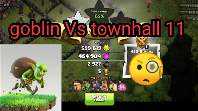 townhall 11 Vs goblins army/mass attack/highloot in clash of clans