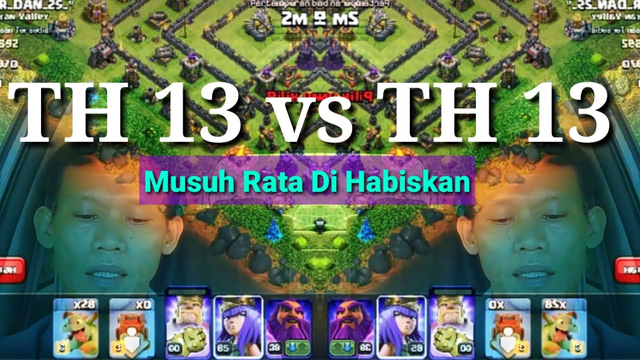 Clash of Clans TOWN HALL 13 || TH 13 vs TH 13 Musuh rata di habiskan