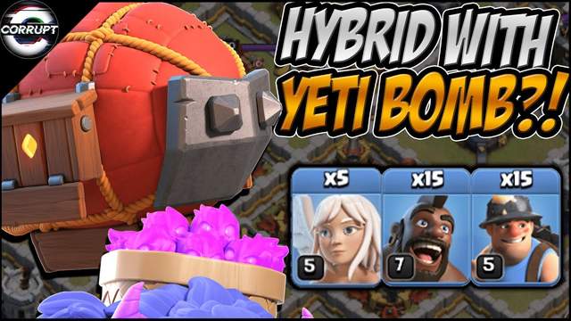 Miner Hog Hybrid + Yeti Bomb is Crazy Strong | Works at TH11, TH12, & TH13 | Clash of Clans