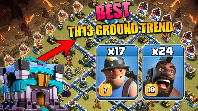 Town Hall 13 Attack Strategy 2020! 24 Hogs + 17 Miner Smashing 3Star TH13 War Base | Clash Of Clans