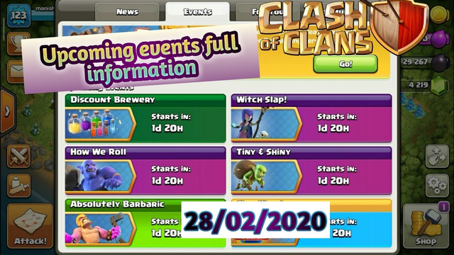 Upcoming events rewards full information...clash of clans...