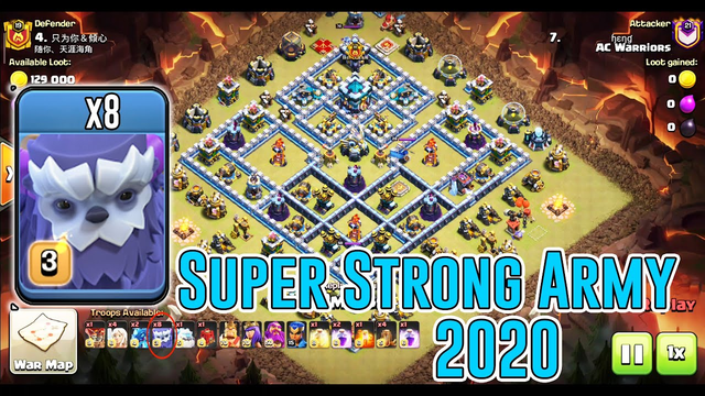 SUPER STRONGEST ARMY 2020 - NEW YETI ATTACK STRATEGY DESTROY WAR BASE 3-STAR ( Clash of Clans )