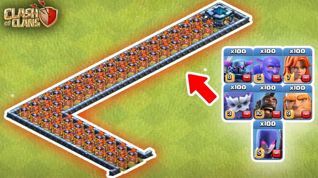 Who Can Survive This Difficult Trap on COC? Trap VS Troops | Troll base Vs Troops #3
