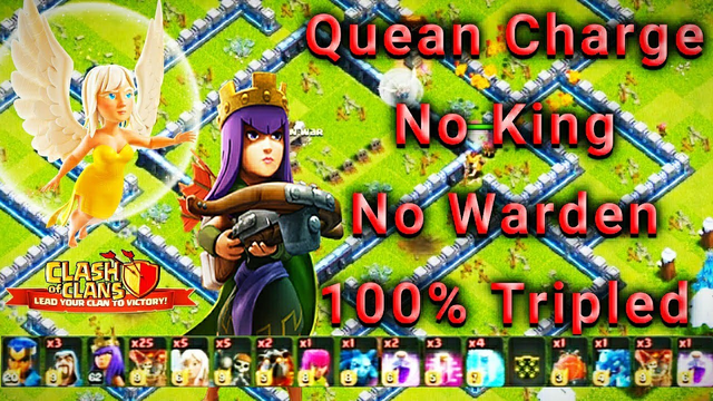 Clash of clans|Queen Charge Lava loon TH13 | But this time No Warden No King|Tripled Every Base.