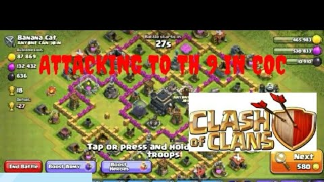 CLASH OF CLANS ATTACKING TH 9