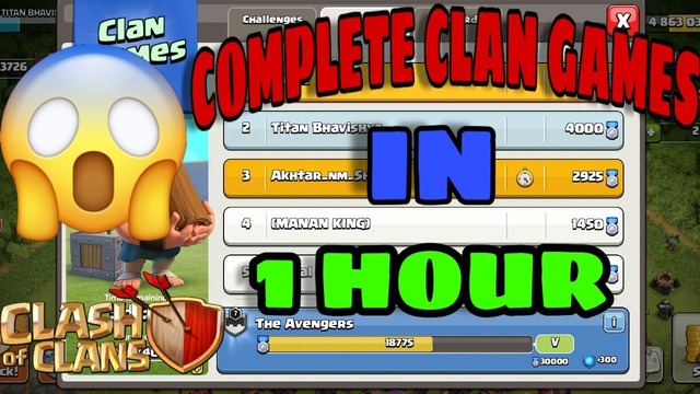 HOW TO COMPLETE CLAN GAMES IN 1 HOUR |  HOW TO COMPLETE CLAN GAMES FASTER |CLASH OF CLANS | IN HINDI