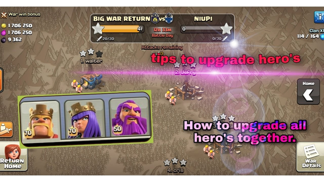 Tips to upgrade hero's in clash of clans...
