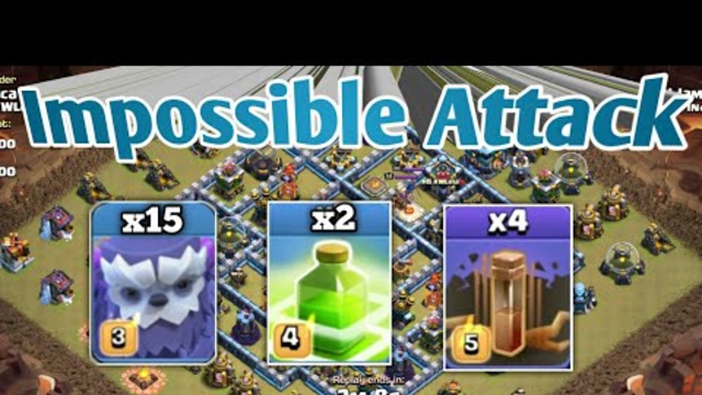 Impossible Attack!! 15 Yeti + 2 Jump + 4 Earth Spell!! Th13 Amazing 3 Star Strategy. coc