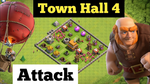 Town hall 4 attack strategy for trophies | clash of clans town hall 4 attack strategy