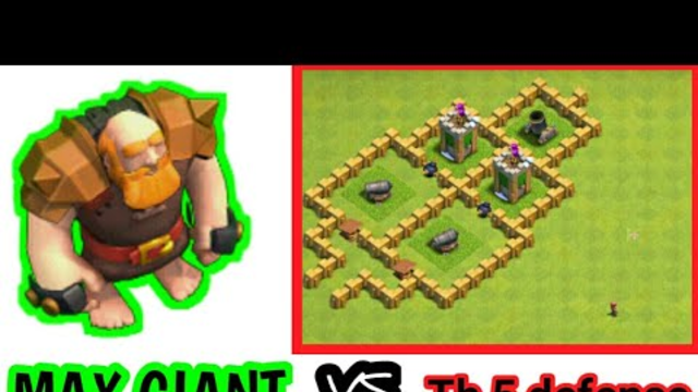 LEVEL 9 MAX GIANTS VS TH5 DEFENSE|CLASH OF CLANS