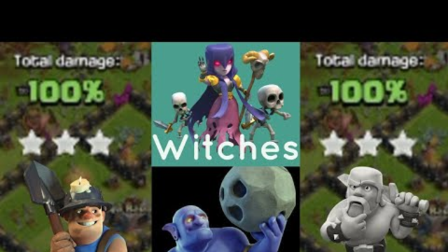 Clash of clans miners atacks 1 and bowling with witches atack big loots