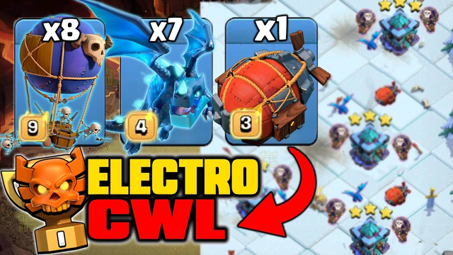 Electro CWL - After Update TH13 Electro Dragons Super STRONG! Amazing Air 3 stars (Clash of Clans)