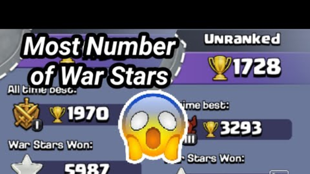 Most Number of War stars in Clash Of Clans