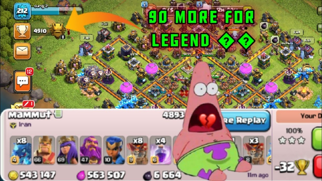 When we got minus Trophies in legand pushing || CLASH FO CLANS ||