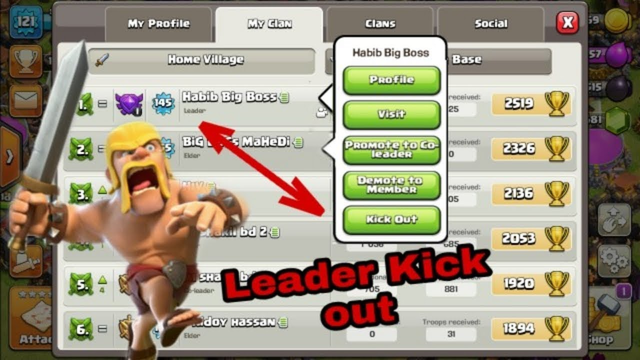 How to kick a leader Clans/Clash off clans games/Gaming Live Tv.