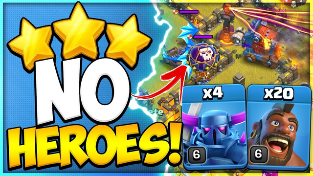 Heroes Upgrading? No Problem! TH10 No Hero Clan War 3 Star Army in Clash of Clans
