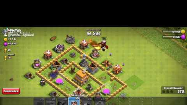 Part2 of my attack #clash of clans# townhall 6 troops