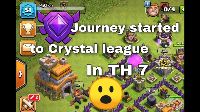 Clash Of Clans pushing trophies to Crystal League.