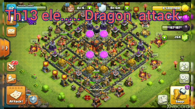 Town hall 13 electro Dragon attack strategy! Only Clash!  Clash of clans!