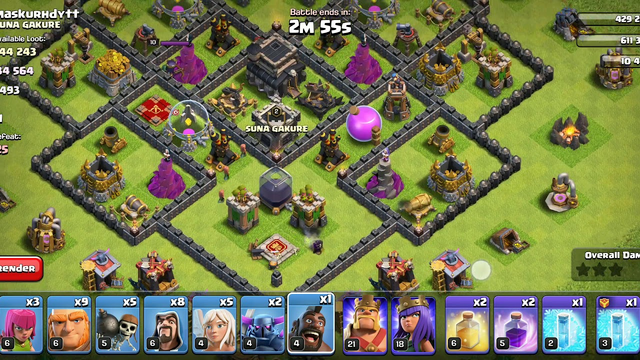 Attack on TH 9 and get 2 stars in Clash Of Clans (COC).