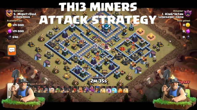 TH13 Miners Attack Strategy | Clash of Clans TH13 | 3 Star TH13 war base