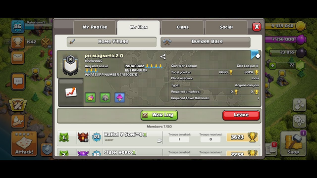 COC LIVE WITH RAHUL CLASHER CLASH OF CLAN