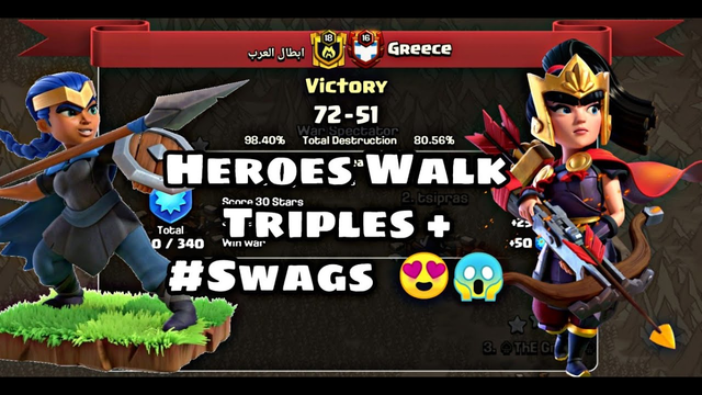 Heroes Walk Swag Triples | Arab Champs Vs Greece | Th13 Best Ever War Hits | Clash of Clans