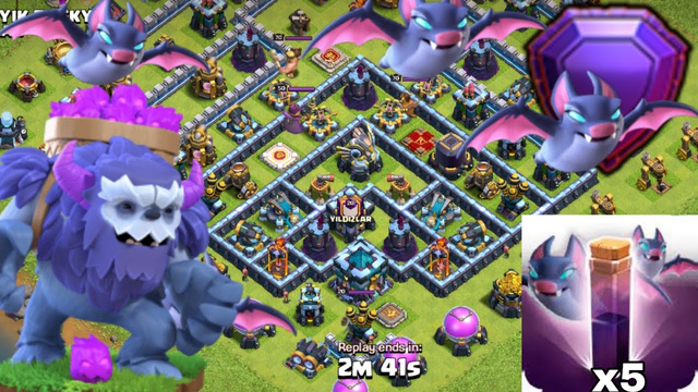 townhall 13 Yeti Smash with Bat spell Legend league attack 2020 - YetiBoBat attack | clash of clans