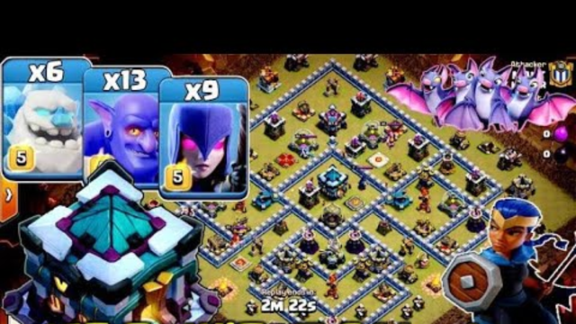Th13 Yeti + Witch + Bowler Attack strategy!  War 3 stars ! Any Base! Clash of Clans