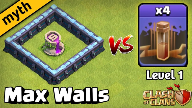 Lvevl 1 Earthquake Spell vs Level 14 Walls - Top Mythbusters in clash of clans | Coc Myths #1