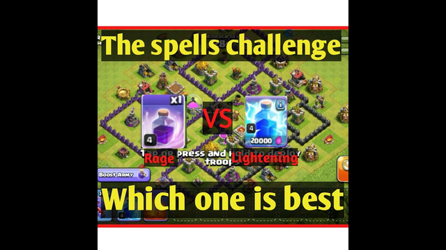 Which spell is best in clash of clans  ll Rage spell VS Lightening spell ll Challenging the spells l