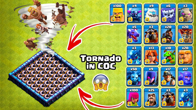 Who can survive this TORNADO base in COC? Clash of Clans funny gameplay