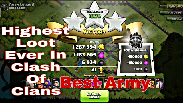 Highest Loot in Clash Of Clans History COC undefeatable army of Clash Of Clans