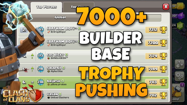 Builder Base Trophy Pushing Strategy | BH9 7000+ Pushing Strategy | Clash Of Clans