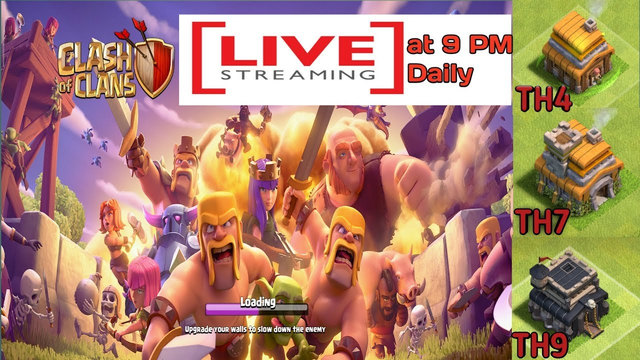 Clash of Clans Live Stream Gameplay. TH4, TH7, TH9 & Builder Base Gameplay Live