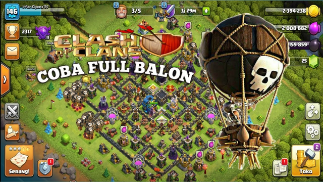Ratakan base lawan pake pasukan full balon | Clash of clans