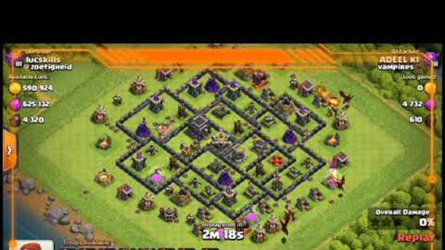 Drag with freeze spell Th9 attack || clash of clan|| coc|| beginner
