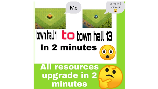 town hall 1 to 13 in 2 minutes | all resources upgrade in 2 minutes | clash of clans | coc |