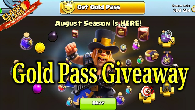 Clash of clans gold pass giveaway august 2020|Free party king skin