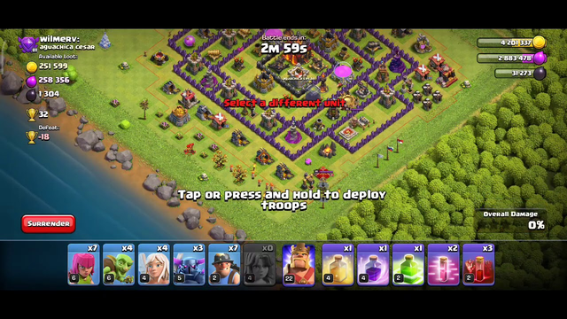 Clash of clans play to gema win to one ster...