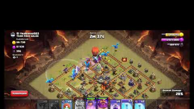 clash of clans war attack with electro dragon