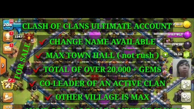 COC For Sale ULTIMATE ACCOUNT legit seller CLASH OF CLAN MAX TOWN HALL ( not rush ) [ supercell ]