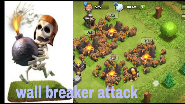 COC wall breaker attack with freeze spell clash of clans 2020