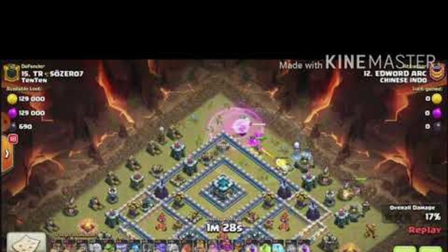 ATTACKING AT CLAN WAR LEAGUE CHAMPIONS LEAGUE 1 CLASH OF CLANS TOWN HALL 13 WITH AQ WALK YETI