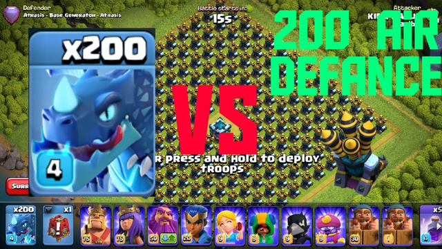 200 Electro Dragon Vs 200 Air Defance // clash of clans // #coc #angrytatyayt
